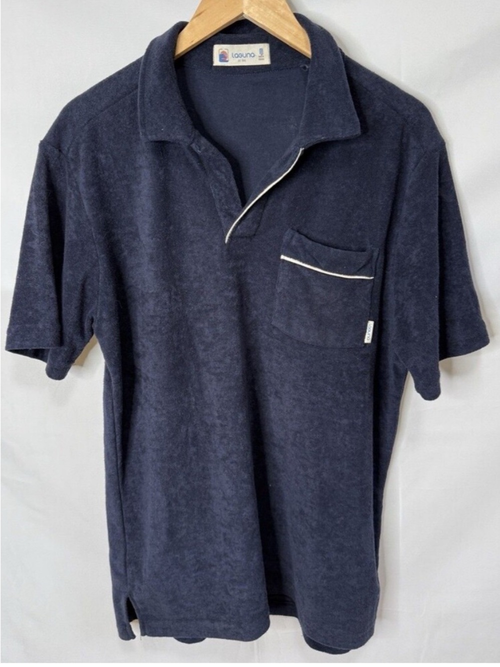 Laguna B Navy Terry Polo with Contrast Piping Size XL